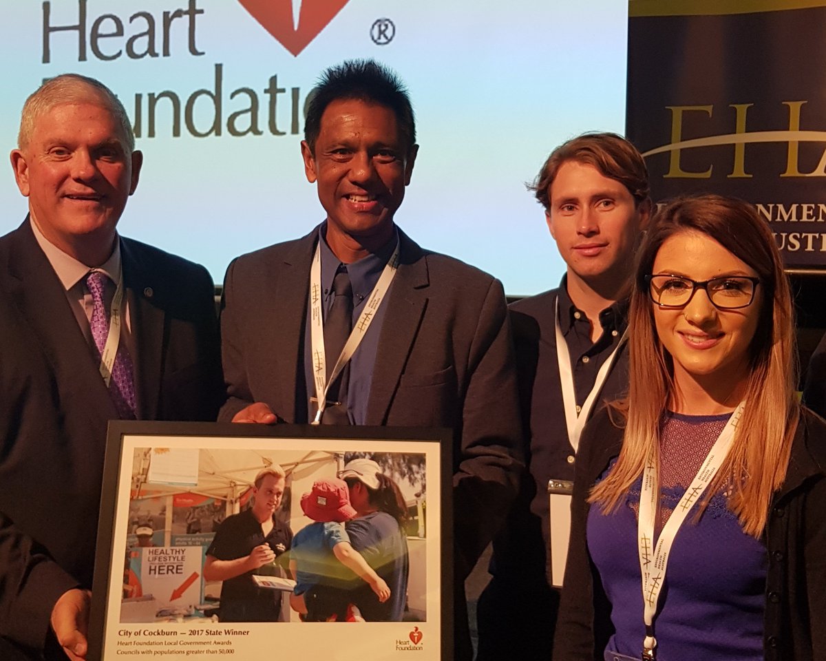 heartfoundation's tweet photo. Worthy winning team @CityOfCockburn receiving one of our WA Local Government Awards today for working to make #activetravel safer. https://t.co/UHG8FitNOf