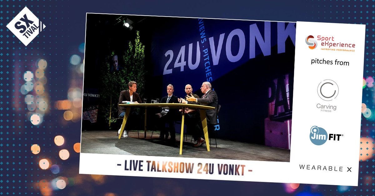 SporteXper's tweet photo. Sept 15 at SX-tival #CarvingFitness, #JimFit & @wearableX pitch sportstech during talkshow 24U Vonkt. Great collaboration with @24Uinbedrijf https://t.co/XVTvpyWuj9