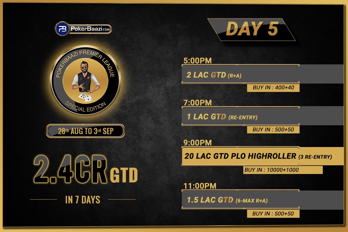 PokerBaazi's tweet photo. Check out the schedule & prizes on https://t.co/cvYmDuQQRg.
#TheBiggestOnlinePokerLeague #Poker #Tournaments #BestStructure #PPL https://t.co/pVK9SWsJSu