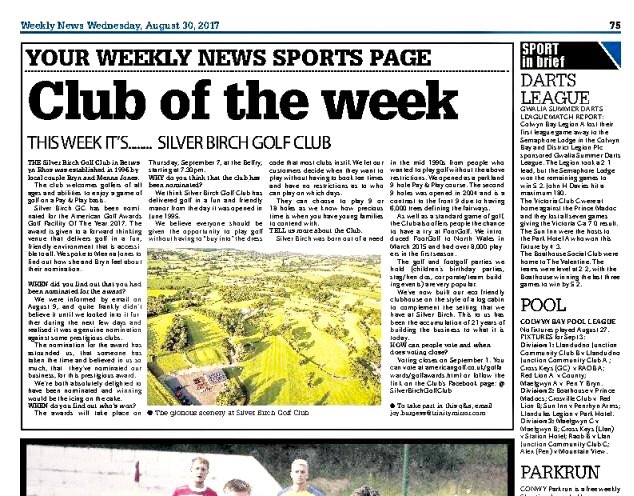SilverBirchGC's tweet photo. Lovely write up in the @NWWeeklyNews
Last chance VOTE @SilverBirchGC in American Golf Awards. Here's the link ⛳️⛳️⛳️
https://t.co/3gcfC4Biux https://t.co/SzSFNX8gko