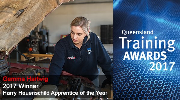 QTAQLD's tweet photo. The Harry Hauenschild App of the Year is … Gemma Hartwig! Cert III in Engineering from @TAFEQld South West - congrats champ! #QTA2017 https://t.co/AGyWqLRyIv