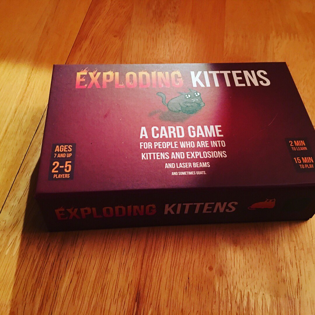 wots_qc's tweet image. TGIF #BGG, We tried out #ExplodingKittens last night. We are in love with this game 🤓 #2017BoardgameChallenge