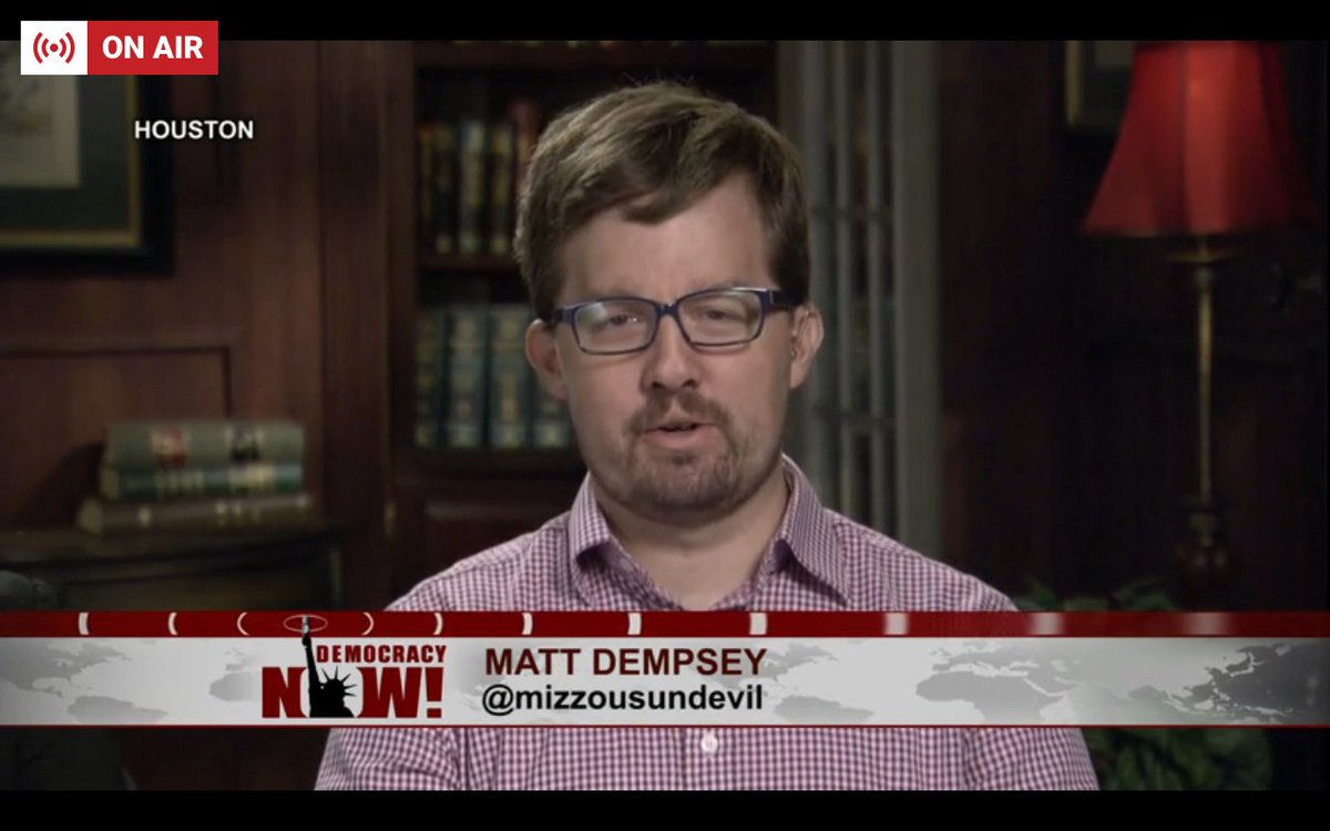 democracynow's tweet photo. Reporter Matt Dempsey on Arkema chemical plant: "There probably won't be a shockwave-type blast… but yeah, it's going to be a fire" #DNlive https://t.co/ZcVQUzIQsu
