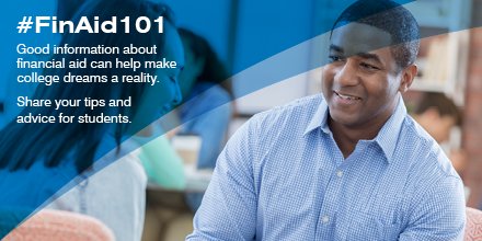 NACAC's tweet image. Students need good info about financing college. Use #FinAid101 to share your tips: ow.ly/ntQ930eQ3cV 

#FinancialAidFriday #FAchat