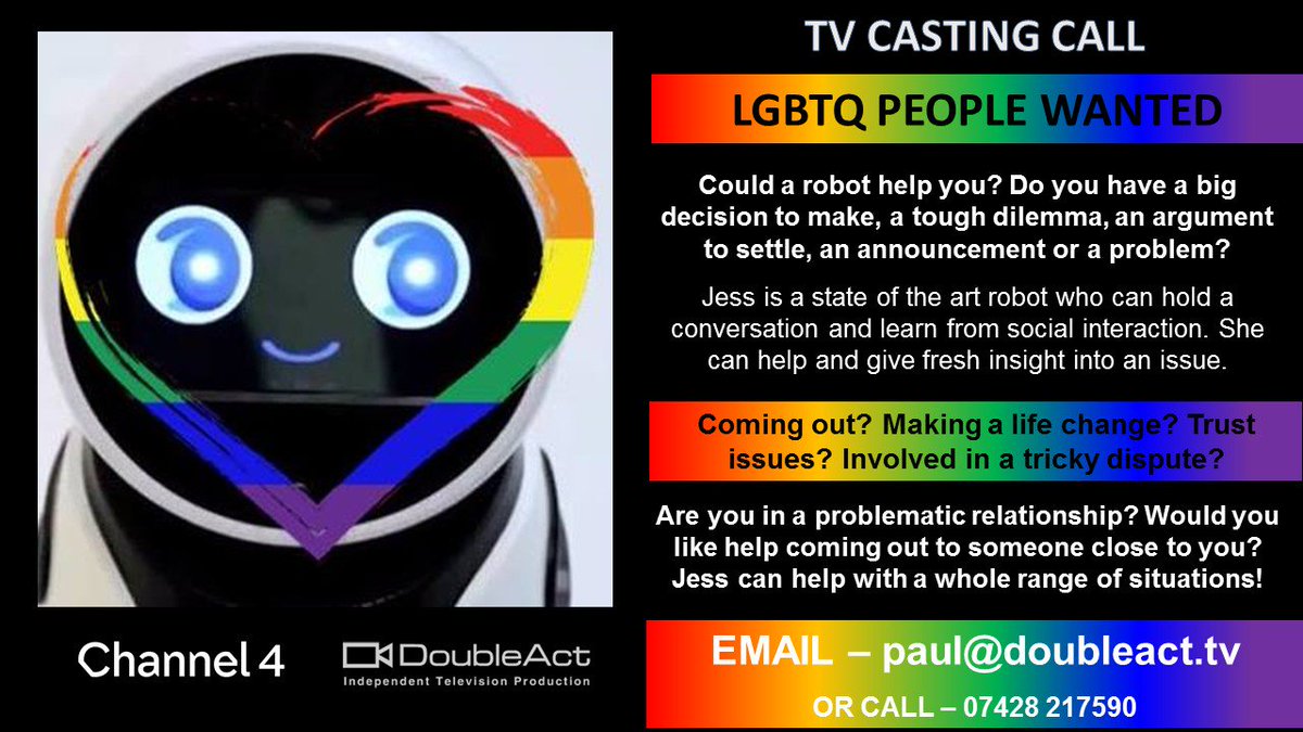 PaulTVPeople's tweet photo. #beontv #LGBT #LGBTQ #gay #lesbian #bisexual #transguy #castingcall Casting for a brand new Channel 4 show - Please RT https://t.co/YSpgGz0jRD