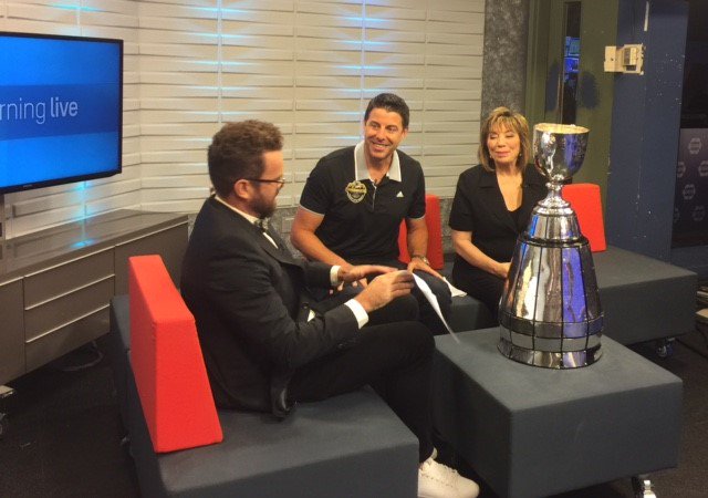 HFShare's tweet photo. Thanks @timbolen for chatting w/ Joanne Santucci &amp; @18mikemm about the community behind #tacklehunger. But no white shoes after Labour Day https://t.co/do6Yzx7z7Y