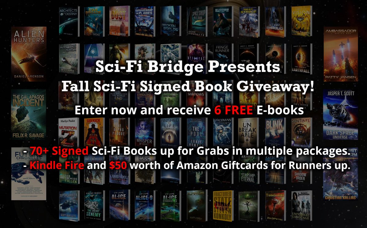 ScifiBridge's tweet photo. 70+ #SIGNED #SCIFI BOOKS are up for grabs in our Fall 2017 #Giveaway. $1000+ worth of prize packages. Enter Here: https://t.co/vE0VJLe83e https://t.co/g2WK2IBB4U