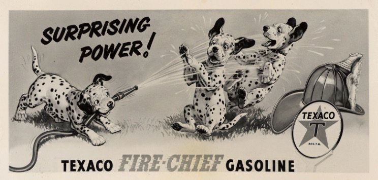 amhistorymuseum's tweet photo. 1950s Texaco ad with mischievously cute doggos from our Archive Center's collection of N. W. Ayer Advertising Agency Records. #ArchivesCute https://t.co/UwJKsrYYLw