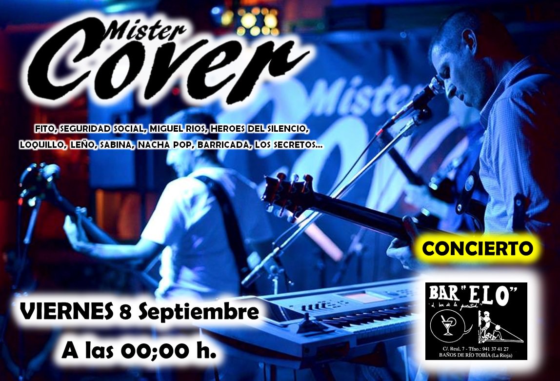 bar_elo's tweet photo. CONCIERTO!!! VIERNES 8 SEPT. A LAS 00.00 H. Versiones POP-ROCK. (Fito, loquillo, sabina, nacha pop...) Os esperamos!!! #calentandomotores https://t.co/xGO8bLXIMz
