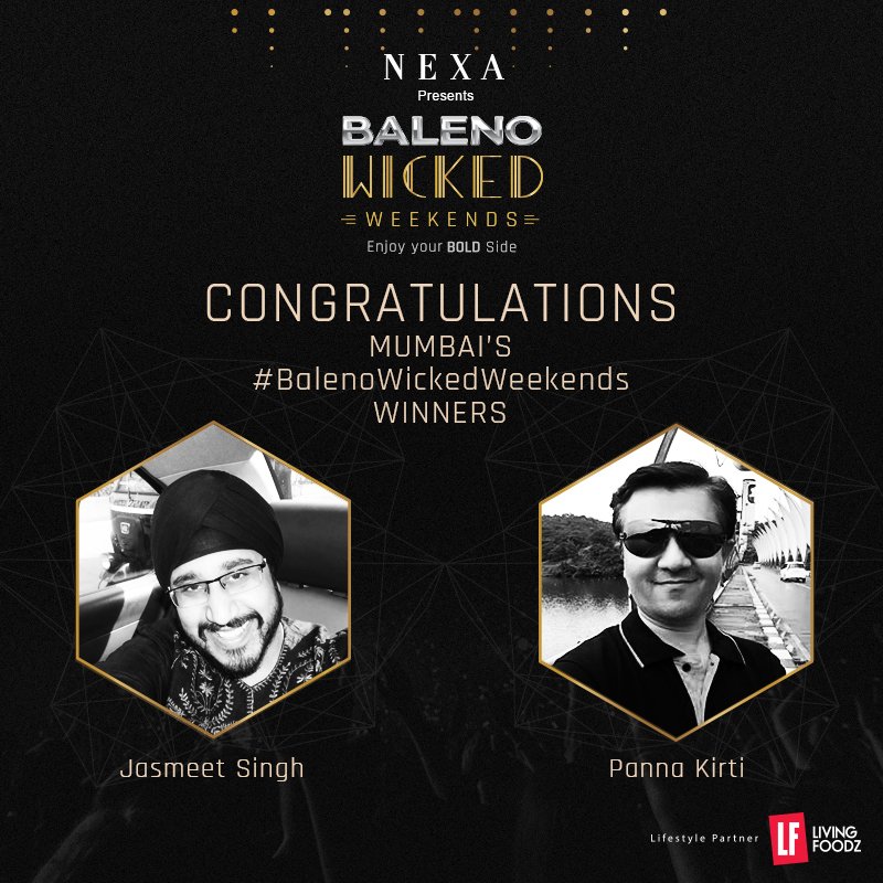 WickedWeekendIN's tweet photo. Jasmeet & Panna Congratulations on making it to the #Boldside and winning the all access. @NexaExperience #BalenoWickedWeekends
@LivingFoodz https://t.co/fYQwAaNBdt