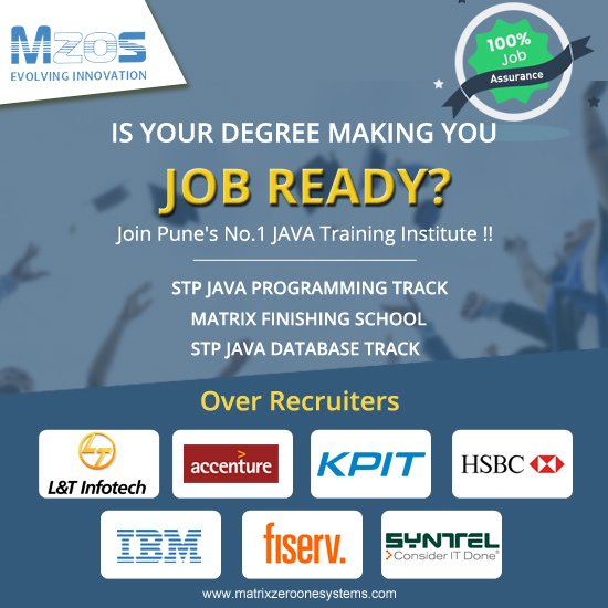 MZOSPUNE's tweet image. Start our career in #Java_programming language with @MZOSPUNE
Visit us for #Java_Courses @ matrixzeroonesystems.com
#java_training #Java9