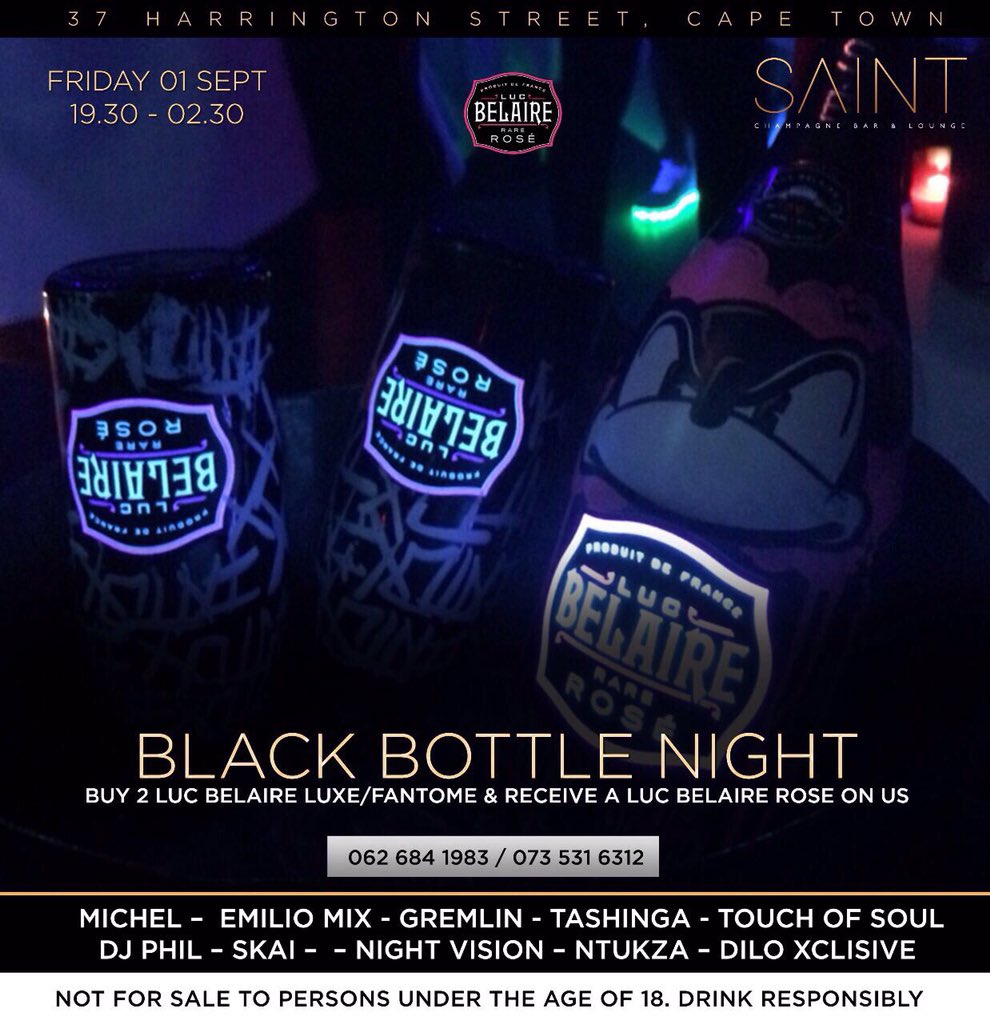 Faraii_mash's tweet photo. Mood: When they ask Luxe or Fantomé.. "I want them both 😍 I don't wanna Choose 🤙🏾" #SaintOnly 🍾 #BlackBottleNight @saintloungecpt https://t.co/LzBDLvvXth