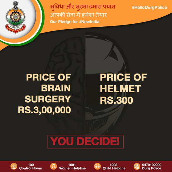 Don’t play the odds! Endorse safe riding practices.
#RoadSafety #DurgPolice #PoliceForYou #HelloDurgPolice