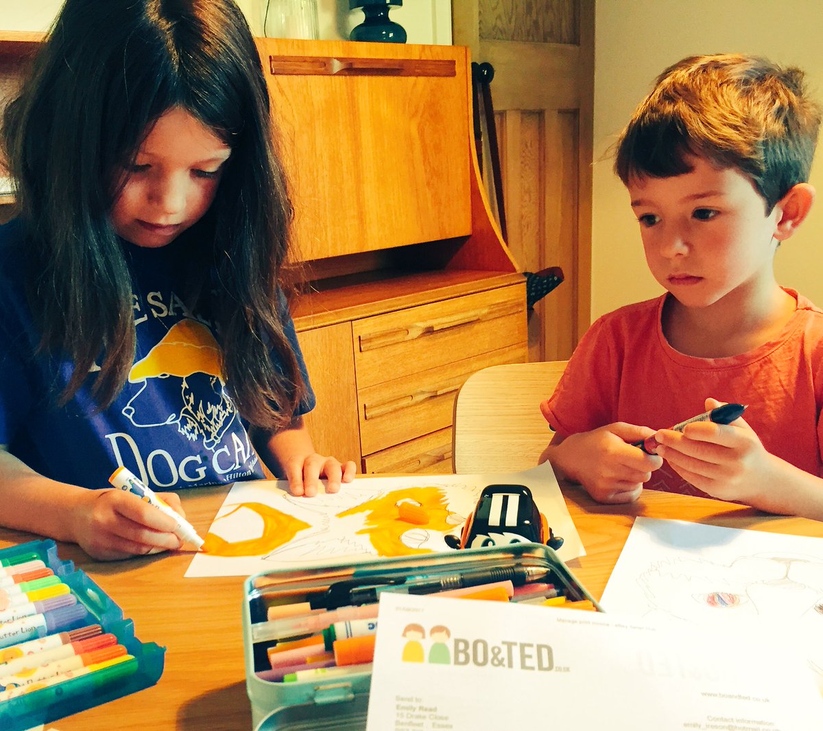 BoandTed's tweet photo. Loving the extra help in the office today! Thanks @BoandTed! Um... can you stop colouring in though and do some real work? #summerholidays https://t.co/oq6wBBx0iu