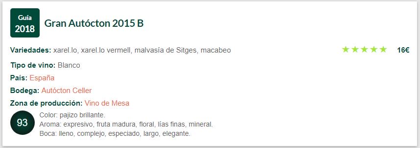 autoctonceller's tweet image. Puntuació Guia Peñin 2018! Gran Autocton Blanc 2015: 93/100 points 😃 #guiapeñin #puntuació #vi