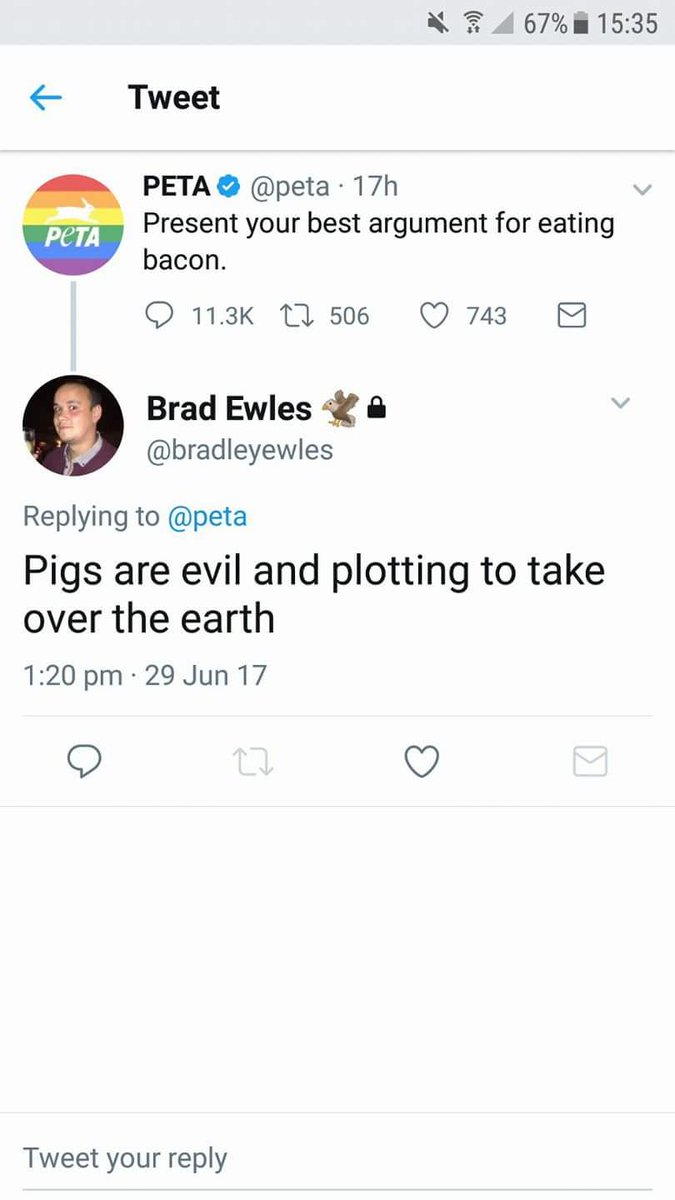 LadleyQuotes's tweet photo. Who can forget this classic? #Bacon #PETA https://t.co/m2erMm9Ii5