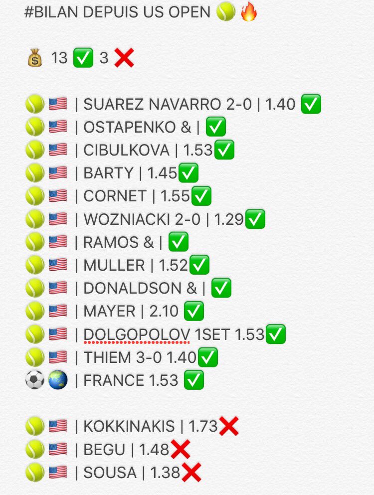 SHIBPAINKILLER's tweet photo. #BILAN 

💰| Depuis l’US OPEN c’est de la folie !

🏆| 16 PARIS ->13✅ 3❌

10RT POUR LANCER LE MOIS DE SEPTEMBRE 🔥✅

#TeamParieur #ParionsSport https://t.co/YTWsHBTBNc