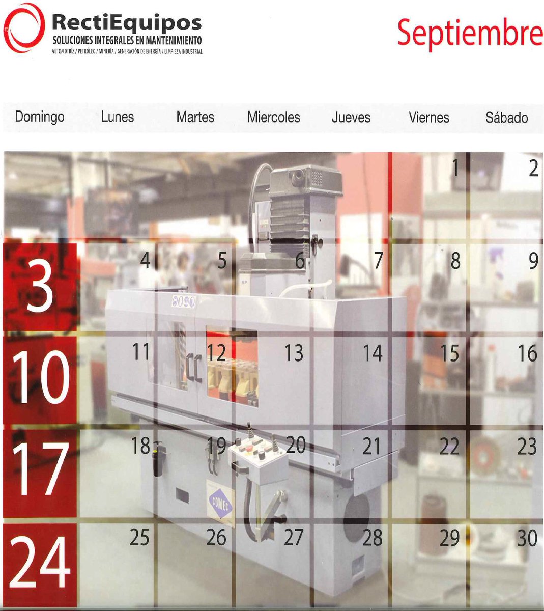 COMECsrl's tweet photo. Inizia Settembre con COMEC ! 
Start your September with Comec ! Inicia #Septiembre con #Comec ! (Extracto del Calendario de #Rectiequipos) https://t.co/W73UMq8iMy