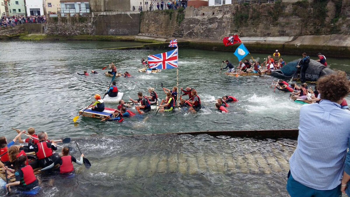 Building our raft for recent <a href="/RNLI_Staithes/">StaithesLifeboat</a> raft race, then lagging at the start