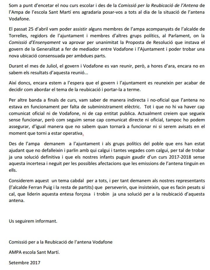LantenaNo's tweet photo. #REUBICACIOVODAFONE @Nanskans @OrgulldeBaix @pcanrota @joanqueralto @QuicoSalles @quenopasemas @quimarrufat @grallatorrelles @UETorrelles https://t.co/bgsa2Ughp2