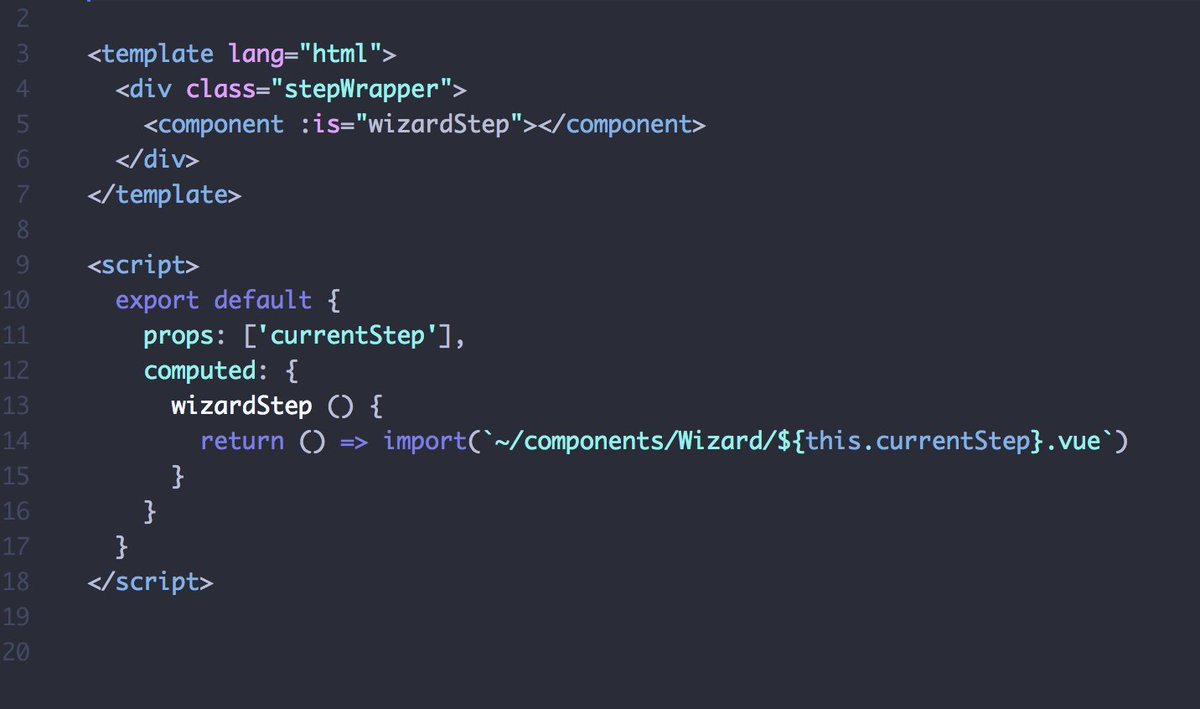 DamianDulisz's tweet image. Did you know that @vuejs computed properties can return functions? Very useful with partial application and #webpack dynamic imports.
#VueJS