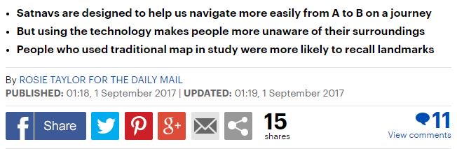 BPSOfficial's tweet photo. How satnav drivers forget landmarks - coverage of #CogSec2017 from the Daily Mail https://t.co/Qi9XvbO7EY https://t.co/S2cn0nKBau