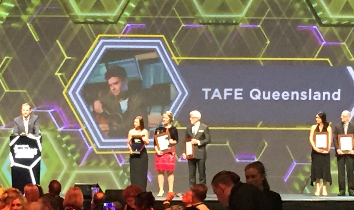 miss_multimedia's tweet photo. Honoured to attend the #qta2017 awards @TAFEQld to witness TAFE Queensland win Large Training Provider 2017 Award. So proud @ceoTAFEqld https://t.co/Buw096ZNon