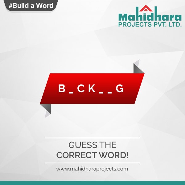 MahidharaIndia's tweet photo. #BuildAWord
Just a minute to your mind. Fill the missing alphabets to form the correct word! Share your answer in the comment. https://t.co/m6aTjlrPnJ