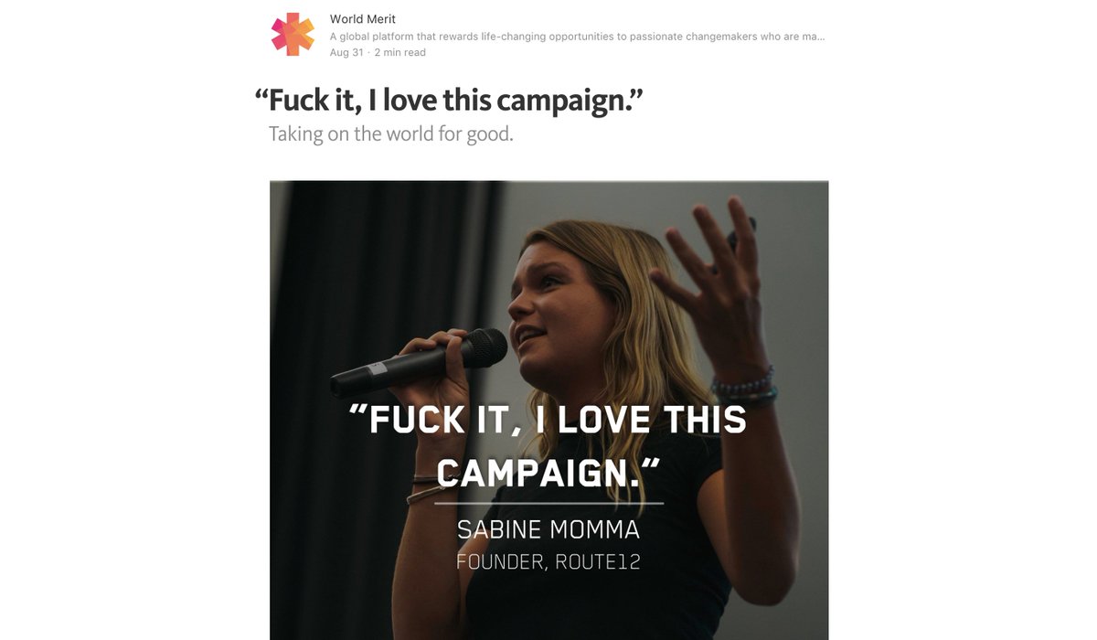 Sabine came to #Merit360 to share her story about how she is taking on #SDG12 in her own magical way ⚡️ medium.com/@WorldMeritOrg…