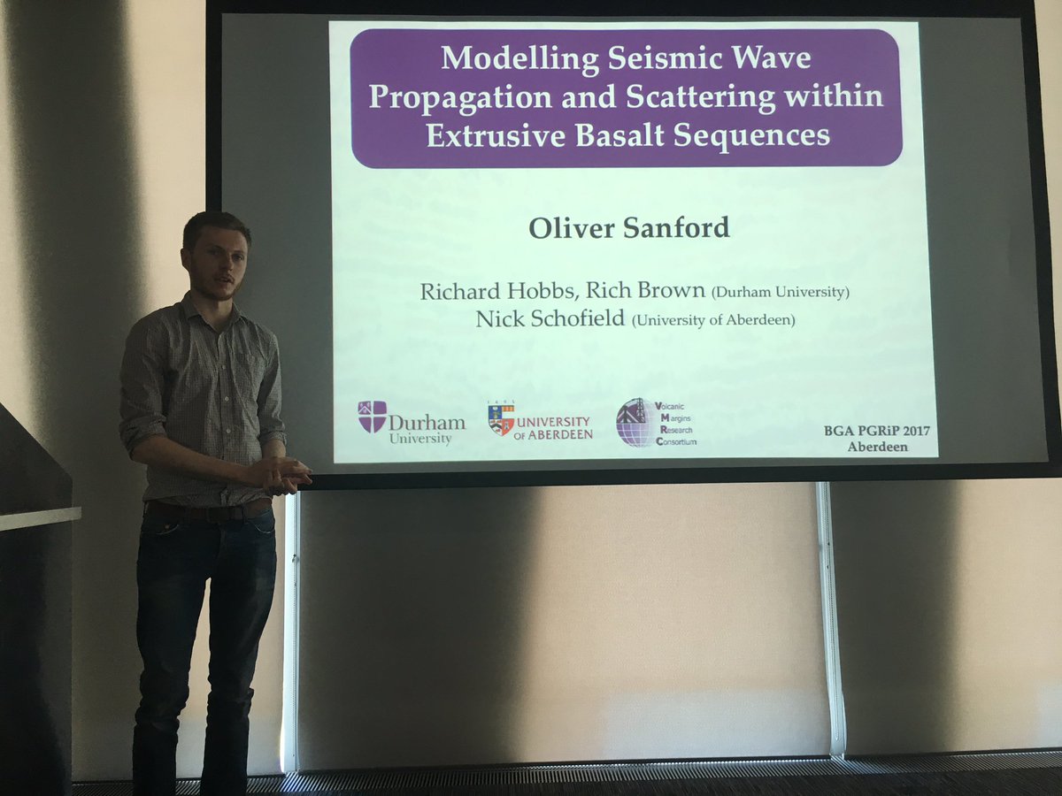 BGA_2017's tweet photo. Our next talk is from Oliver Sanford from @DurUniEarthSci and it is about Seismic Wave Propagation in Basalts. #BGA2017 https://t.co/HRrF8jOt2z