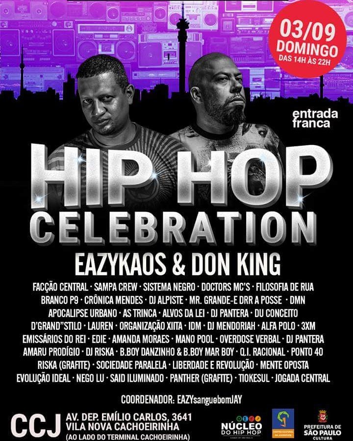 mcdonking's tweet photo. Domingo: 03/09 Hip Hop Celebration no CCJ Vila Nova Cachoeirinha ao lado do terminal, vamos fazer um som "Eazy Kaos &amp; Don King" te espero lá https://t.co/AjHXhq0mKw