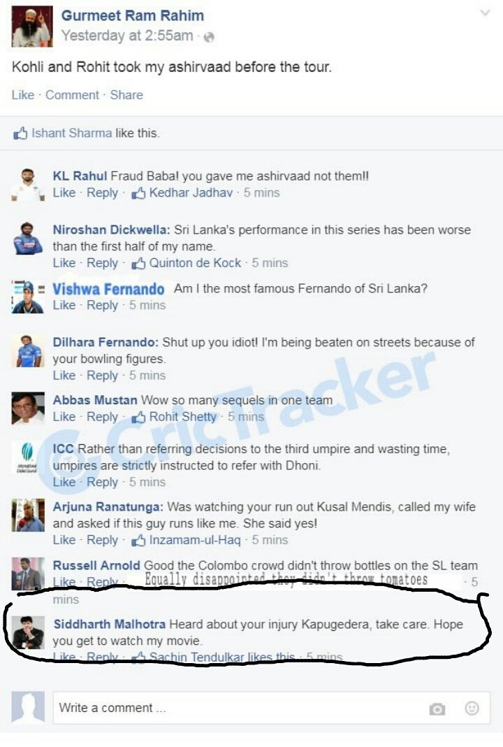 devanshi_03's tweet photo. #FakeFBWall:- Reactions after India's victory against Sri Lanka yesterday. #SLvIND
I liked the last one , π· π¬ππ https://t.co/09V7JWDiVr
