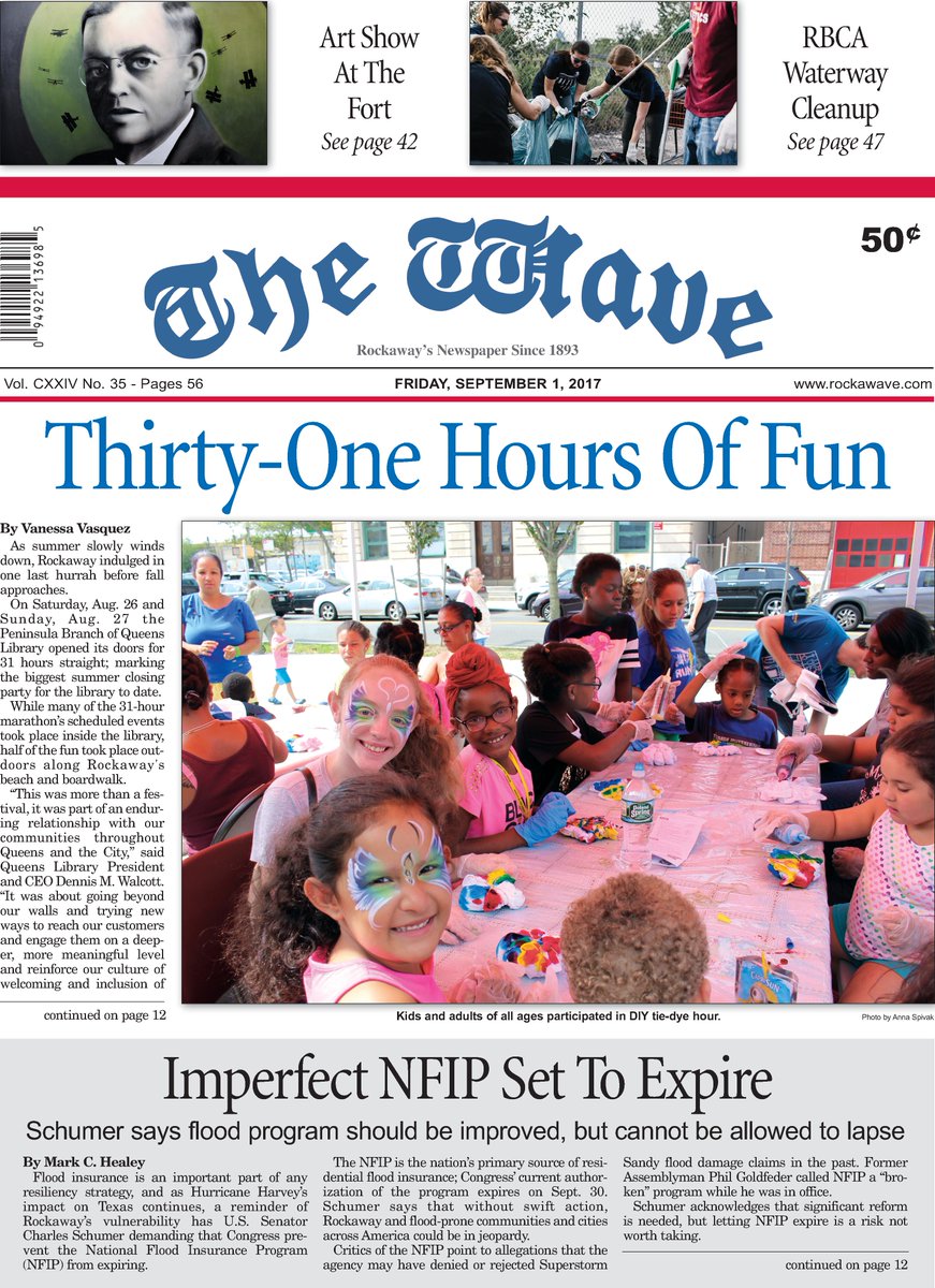 TheRockawayWave's tweet photo. Fresh off the presses, this week's edition of The Wave! @QueensLibrary marathon, #NFIP
more on https://t.co/cxFbeI4o0w #Rockaway https://t.co/oXXUC8kRA0
