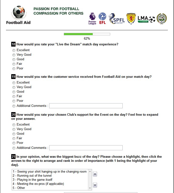 FootballAid's tweet photo. β½π Thanks again to all our fans who completed the #FootballAid17 Participants Survey, we really appreciate your excellent feedback. π https://t.co/JV1OTKBoR7