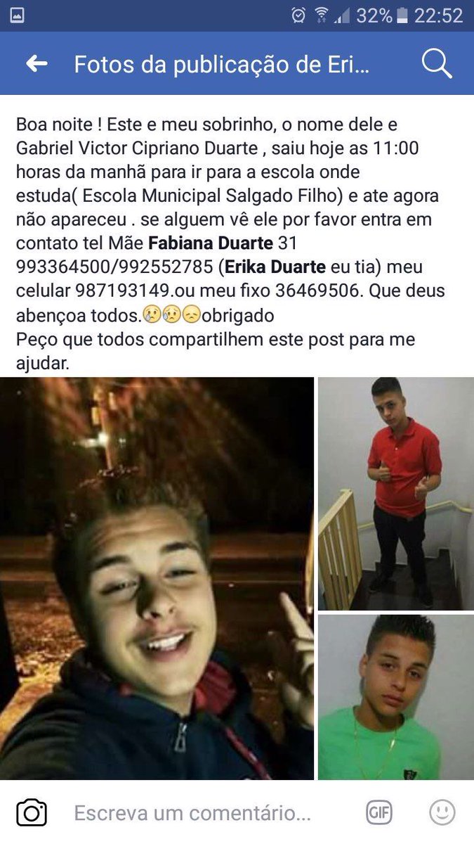 Pedro_hfx's tweet photo. GENTE ESSE MENINO TA DESAPARECIDO, SE NAO TIVER NENHUMA INFORMAÇÃO, AJUDE DANDO RT! Telefone da mãe dele (993364500) https://t.co/H1US6Ksmdd