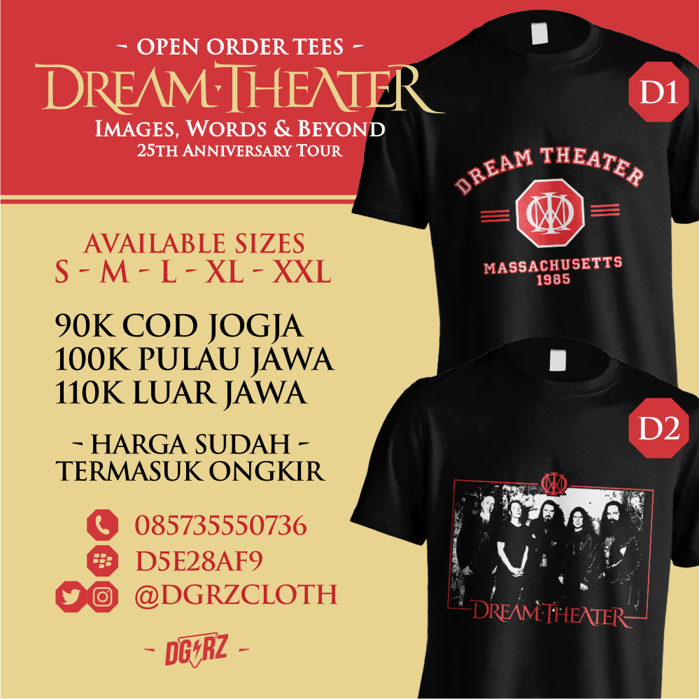 DGRZcloth's tweet photo. DREAM THEATER TEES | 90k-CODjogja 100k-Jawa 110k-LuarJawa INCLUDES  ONGKIR! | Combed24s-SablonRubber | WA-085735550736 BBM-D5E28AF9 | #idtfc https://t.co/Vbtvehvjpk