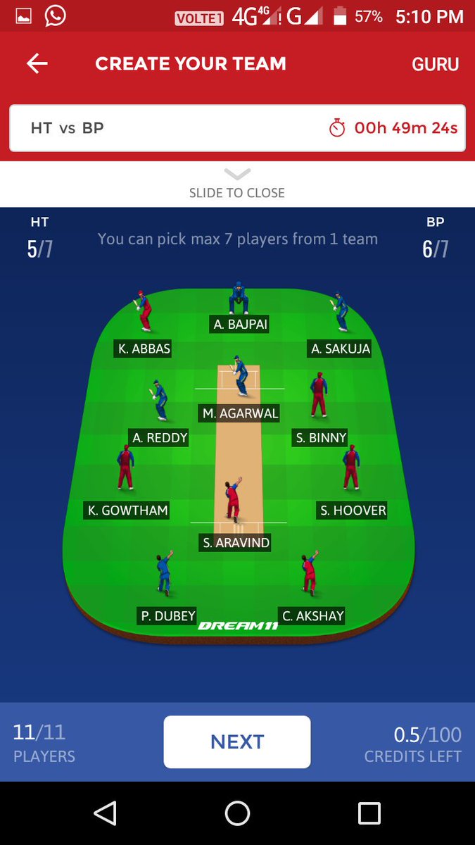 SonuFantasyking's tweet photo. #HTvsBP #Dream11team https://t.co/BMCPsRj1hx