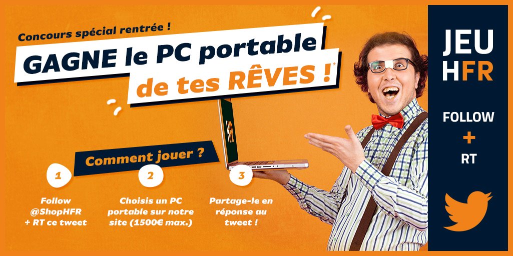 ShopHFR's tweet image. 🎁 #JeuConcours de la rentrée
 🎁

Gagne un PC portable à 1500€ ! 😱🚀

🍀 Follow + RT 🍀

Choisis ta machine sur → bit.ly/LaptopHFR

GL 🤞