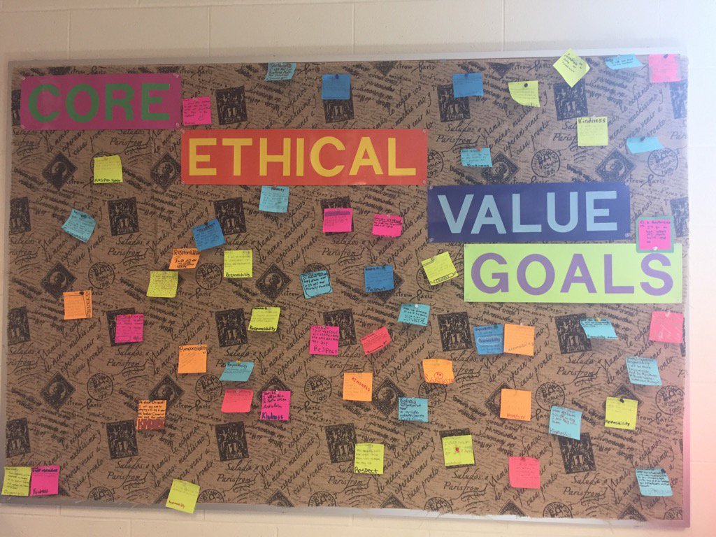 RosenthalELA's tweet photo. 7th graders created Core Ethical Value goals to accomplish over the weekend. #StrongMS https://t.co/O93RyRD7FP
