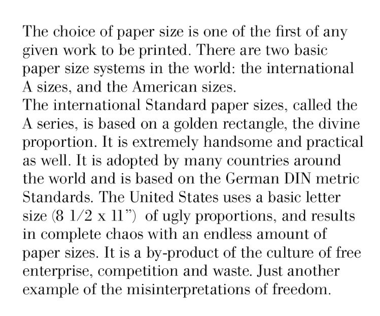 the rant in the vignelli canon about the US standard letter size is the best hot take of all time