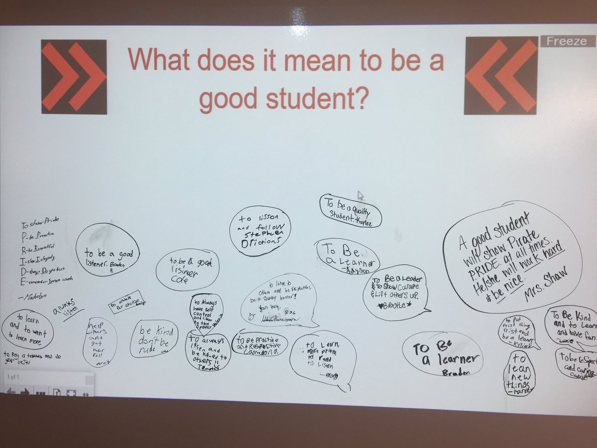 PCMrsShaw's tweet photo. Our first Friday response! What does it mean to be a good student? #compasselem https://t.co/ULQ0eTJXbi