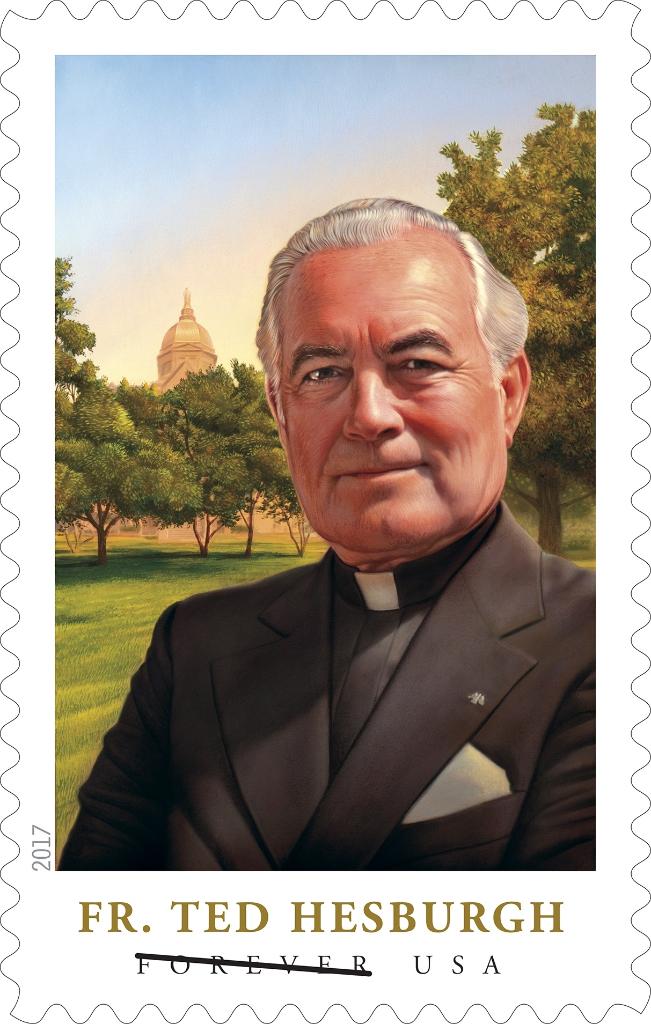 USPS's tweet photo. USPS honors educational and religious leader Father Theodore M. Hesburgh with #FatherHesburgh Forever stamps! https://t.co/e5hXq0Z6hn https://t.co/aEAyD1dvV2