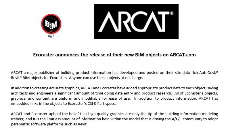 #Ecoraster announces the release of their new #BIMObjects on <a href="/ARCAT_news/">ARCAT News</a>  #permeable pavements
arcat.com/arcatcos/cos49…