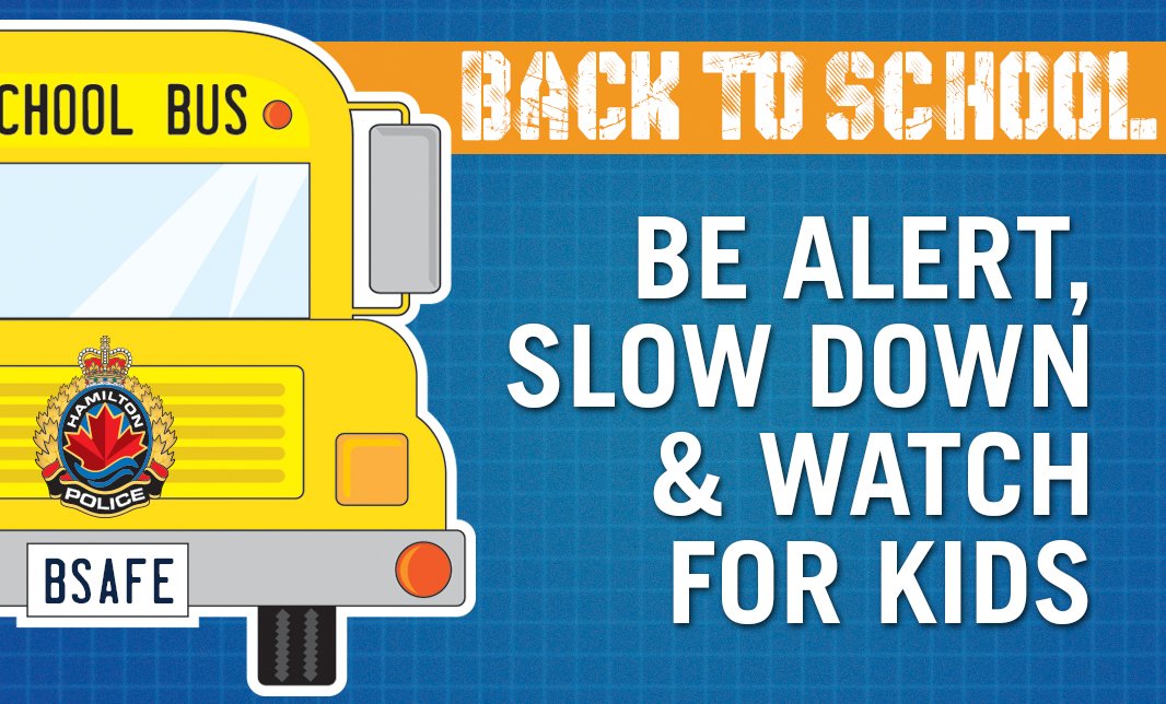 HamiltonPolice's tweet photo. #Backtoschool means more traffic. HPS reminds drivers to give yourself extra time. Important safety tips: https://t.co/n0CqGMvMSZ  #HamOnt https://t.co/YgtTgNSVVc