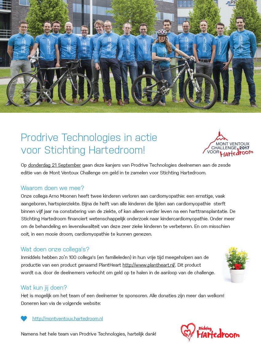 ProdriveTech's tweet image. On Thursday 21 September, Prodrive Technologies will enter the Mont Ventoux challenge to raise money for Stichting Hartedroom. Support us!