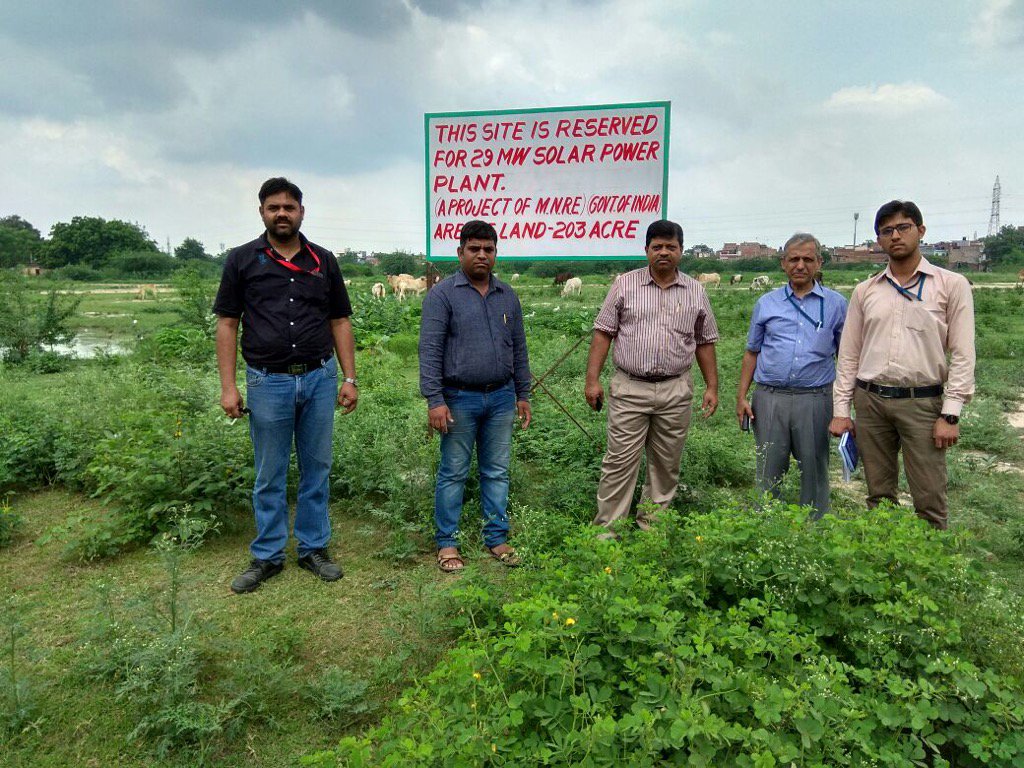 Team from MOD ,BEL OFC surveying the proposed land to install ground mounted Solar Plant at Armapur Estate