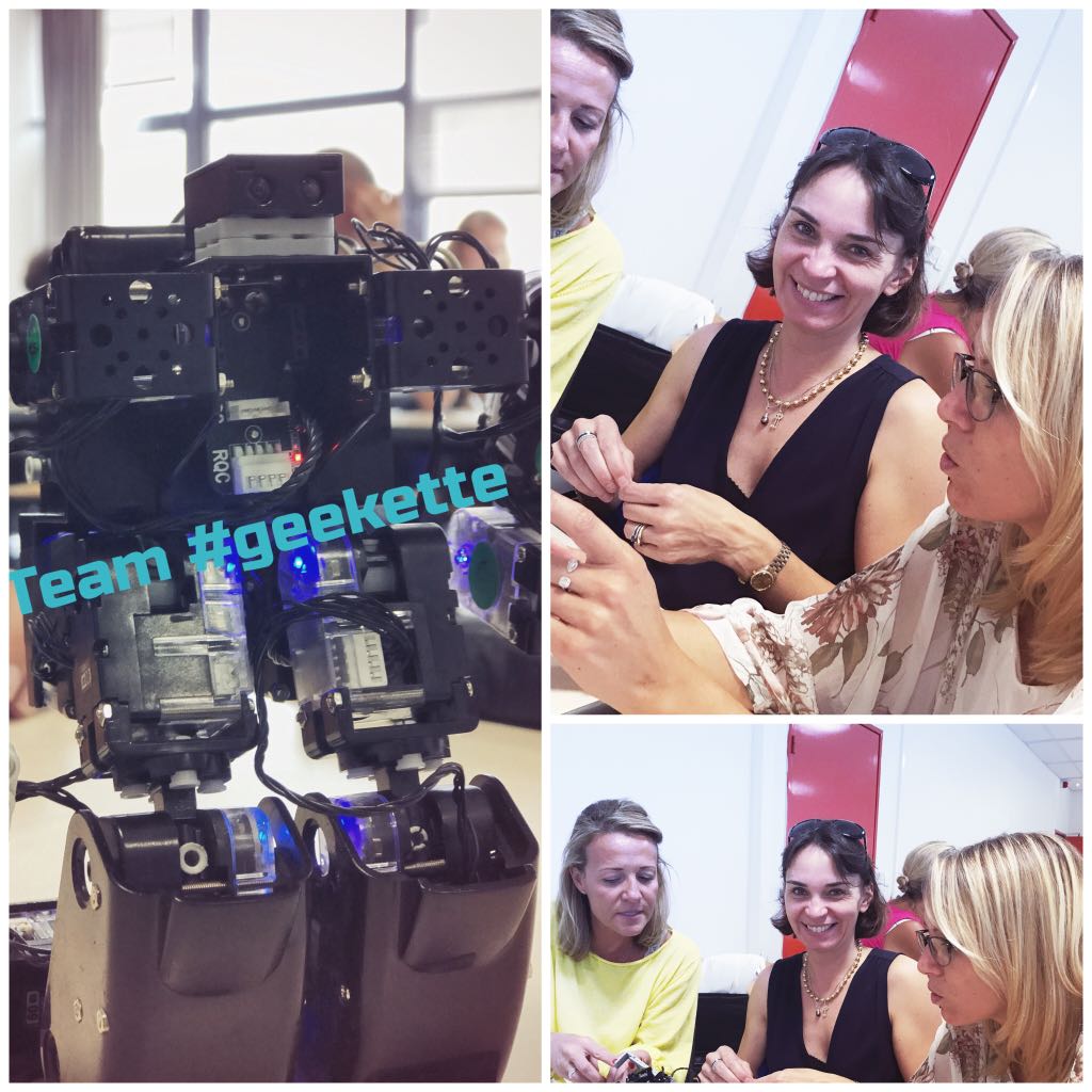 TeamGeekette's tweet photo. A quelques heures de la #battle, la team #Geekette peaufine sa stratégie ! - avec @COGIBOT à l'@ILV_Formations #MBAMCI https://t.co/L0L6jU8Fla