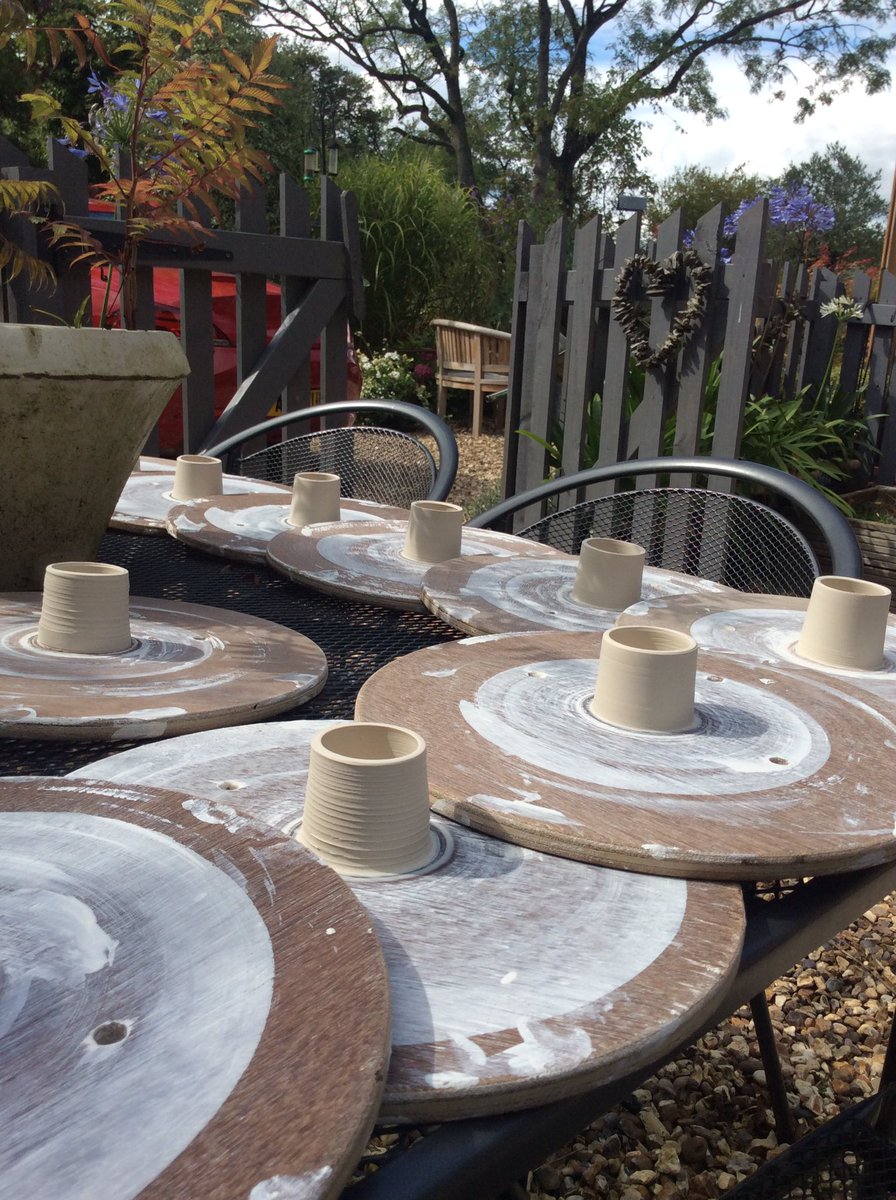 JewelsPorcelain's tweet photo. Pots for #hArt drying in the sun ready for #seascapes #porcelain #openstudio https://t.co/pr2LD62t79