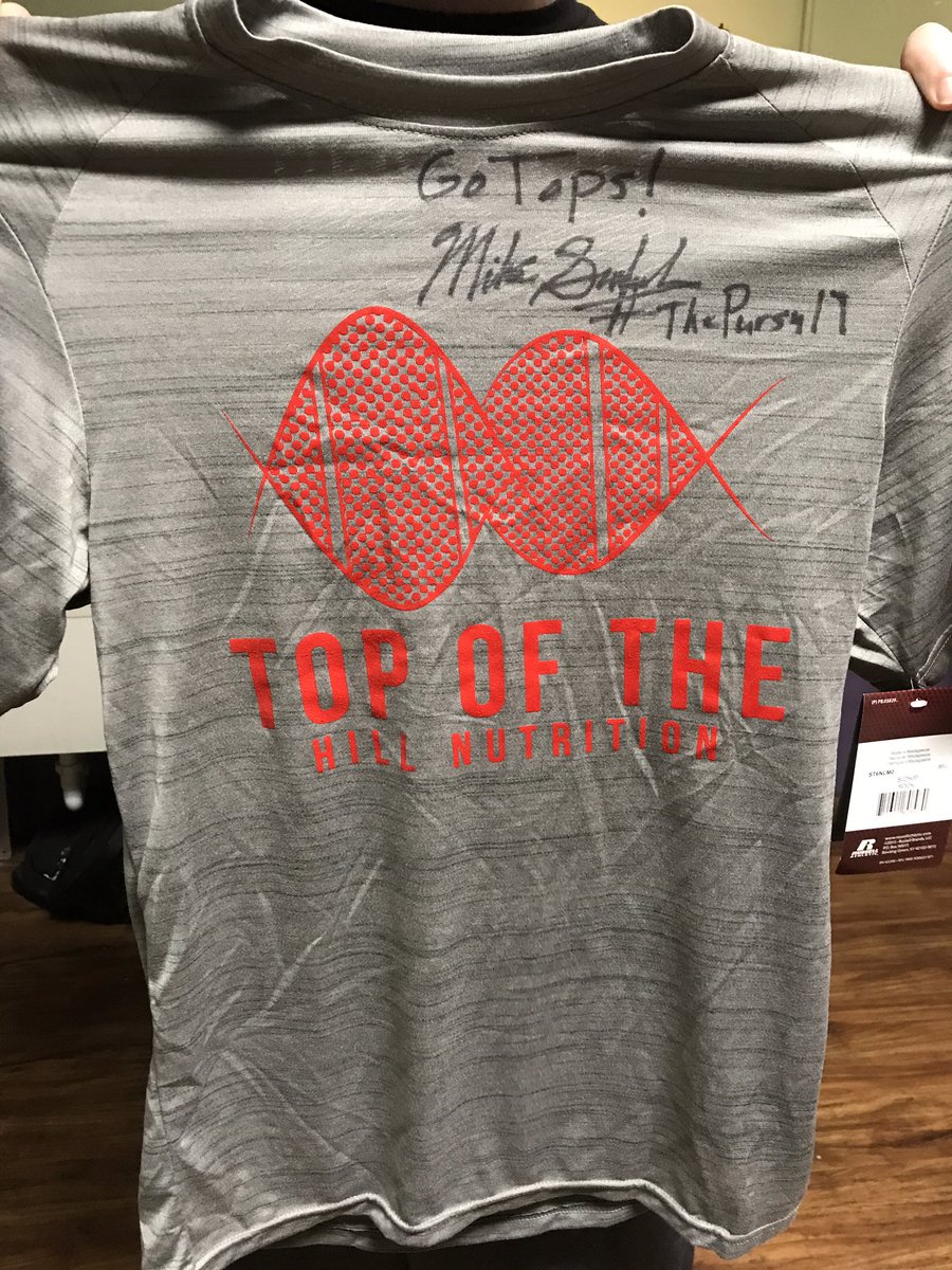 TopoftheHillN's tweet photo. @CoachSanfordWKU wants to pull a clean sweep over EKU this week. RT and stop in today for a chance to win this autographed TOTH dri-fit 🏈 https://t.co/XSbmCLtDq2