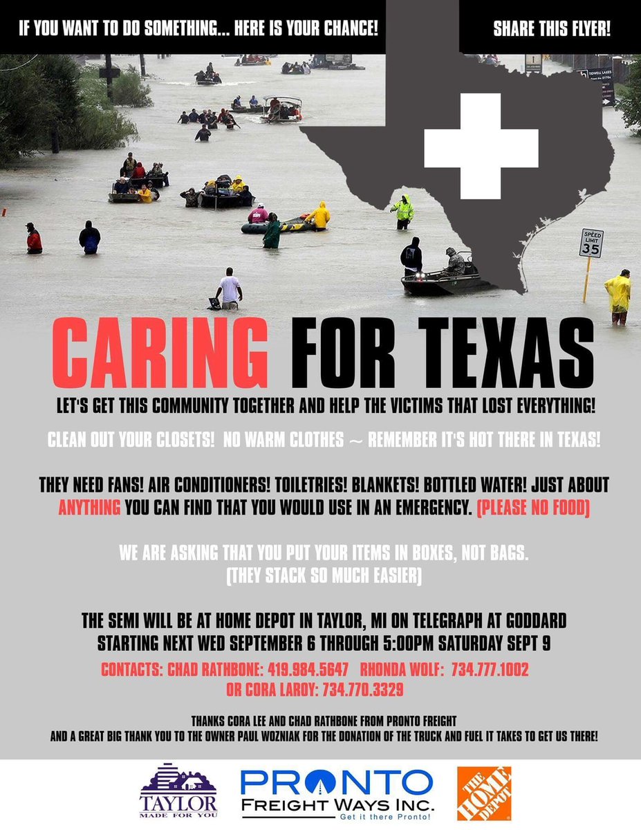 ProntoFWs's tweet image. Please join us in helping all the American's in need down in Texas!